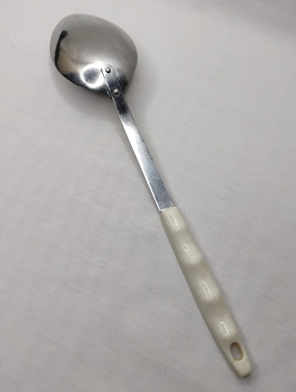 Vintage 70s 80s Household Japan Stainless Steel Metal Serving Spoon Retro Floral